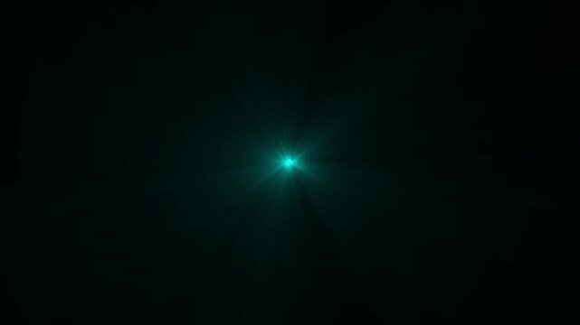 Abstract loop center flickering glow white star optical shine light lens flares animation on black background. seamless loop dynamic kinetic bright star light rays effect.  Stock video with bright fla