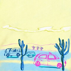 hand drawn sketch of car