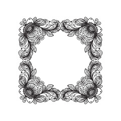 Ornate floral border design isolated on white background