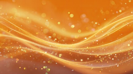 Abstract background of swirling, luminous, golden lines on an amber backdrop