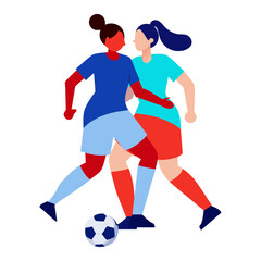 Vector art illustration of a female soccer player