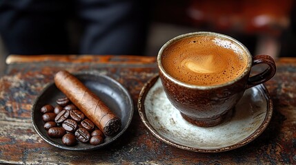 Aromatic coffee and cigar