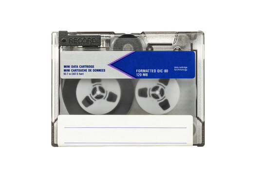 Mini data cartridge on transparent background