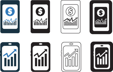 Chart, graph, growth, increase, mobile icon