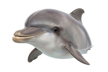 Smiling dolphin portrait, ocean background, marine life, wildlife illustration