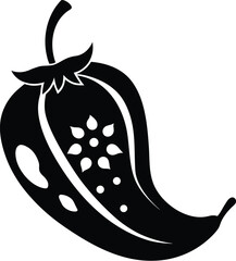 Chili pepper silhouette, line art vegetable, minimal pepper vector, spicy food illustration, simple outline drawing
