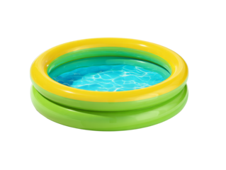 Inflatable swimming pool with transparent backdrop perfect for digital compositions and graphic