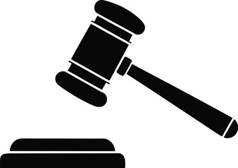Judge gavel silhouette, law hammer icon, justice tool vector, legal symbol drawing, courtroom illustration
