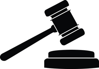 Judge gavel silhouette, law hammer icon, justice tool vector, legal symbol drawing, courtroom illustration