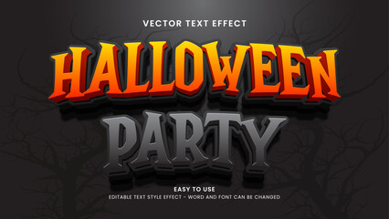 editable text effect halloween party 3d style premium vector