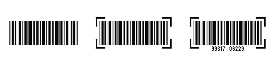Barcode vector icon. Bar code black icon. Realistic barcode icon. Barcode vector icon with numbers. Universal product code for scanning. Fake bar code for product identification.