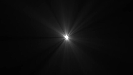 Abstract loop center flickering glow white star optical shine light lens flares animation on black background. seamless loop dynamic kinetic bright star light rays effect. Abstract optical lens flares - Powered by Adobe