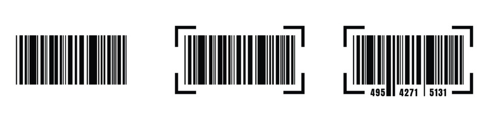 Barcode vector icon. Bar code black icon. Realistic barcode icon. Barcode vector icon with numbers. Universal product code for scanning. Fake bar code for product identification.