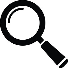 Black magnifying glass icon on white background