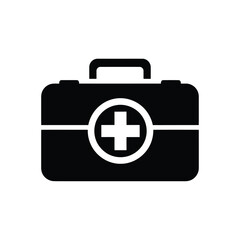 Obraz premium Vector illustration of black first aid kit icon for medical design