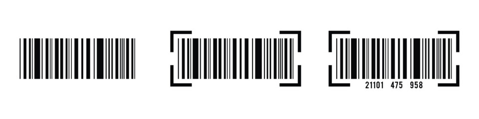 Barcode vector icon. Bar code black icon. Realistic barcode icon. Barcode vector icon with numbers. Universal product code for scanning. Fake bar code for product identification.