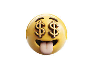 Money Eyes Emoji Face with Dollar isolated on transparent White background png