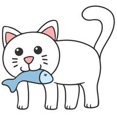 white cat illustration