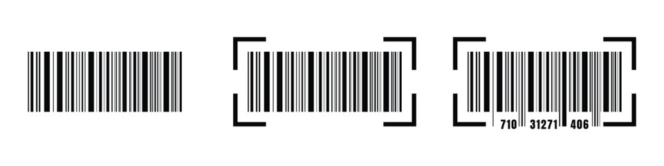 Barcode icon vector set illustration isolated on white background. EPS 10