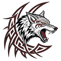Tribal Wolf Head Illustration | Fierce and Intense Animal Design