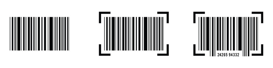 Barcode icon vector set illustration isolated on white background. EPS 10