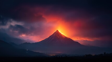Volcano eruption sunrise mountain landscape