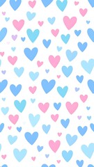 Pastel hearts on white background