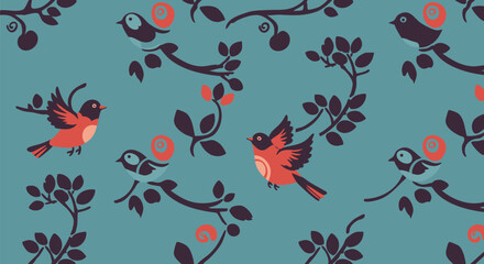 Birds and Flowers Pattern