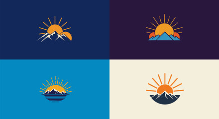 Geometric Sun and mountain Pattern