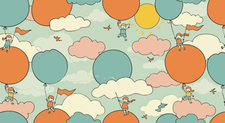 Happy Clouds and Characters