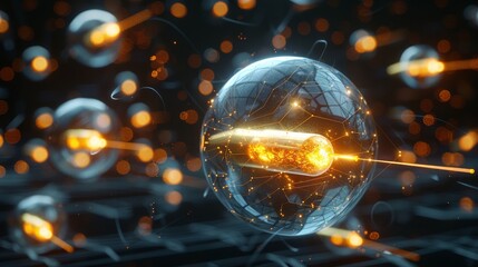 Captivating reflections of golden bullets on a shiny surface in generative ai artwork