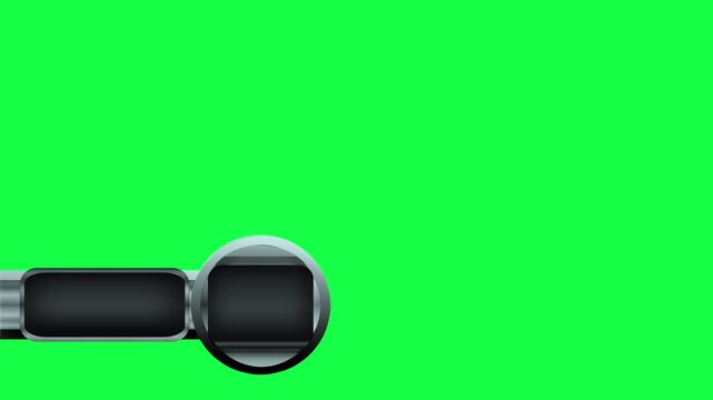 heads up display element robotic chrome element graphic animation left blank to fill in contestant or competitor team names and score with an industrial sci-fi theme on a green screen background 4K