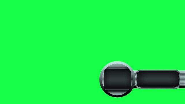 heads up display HUD robotic arm unit blank information data screen in the theme of a chrome spaceship cockpit guide element isolated on a green screen chroma key background for sci-fi composites 4K