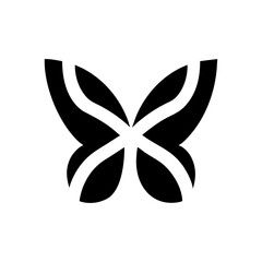 Abstract butterfly logo with wings formed by curved shapes minimal vector design isolated on white