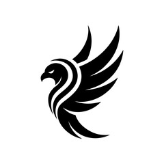 Obraz premium Creative eagle logo with wings forming geometric abstract emblem isolated on white background