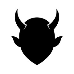 Devil horns glyph icon demonic head silhouette vector design isolated on white background simple style