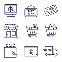 E-commerce and Online Shopping Icons | Shopping Cart, Payment & Delivery Symbols