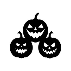 Halloween pumpkin face icon set spooky carved smile silhouette vector isolated illustration