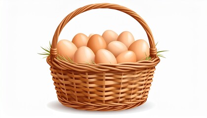 Generated iegg, basket, food, eggs, brown, easter, isolated, chicken, white, fresh, breakfast, ingredient, nature, healthy, group, protein, hen, wicker, organic, raw, farm, shell, yellow, eggshellmage