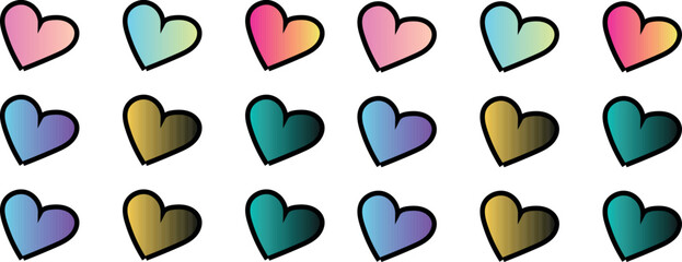 Beautiful Gradient Color Stamp Heart Frame with Banner – A Unique Vector Illustration for Valentine’s Day Concepts