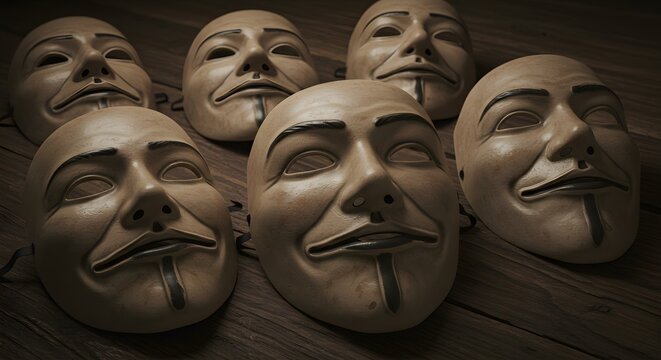 Privacy and Anonymity on the Internet, masks on a table