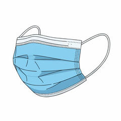 Blue surgical mask isolated on white background, medical protection concept