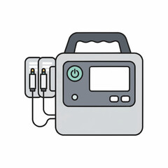 Defibrillator medical device with electrodes, emergency equipment, life support, healthcare