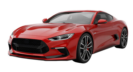 Sleek red sports car design with dynamic lines and modern aesthetic, perfect for luxury automotive advertising and showcasing speed isolated PNG on transparent white background