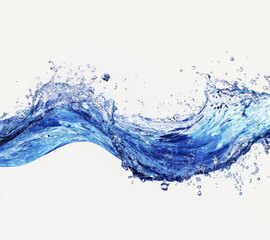 Splashing water wave isolated on white background for creative designs