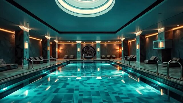 Luxury Indoor Pool: Tranquil Teal Escape