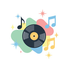 Fototapeta premium Flat Geometric Music Elements A Vibrant Vinyl Record Design