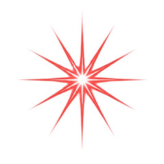 Vibrant red starburst graphic, perfect for holiday promotions, sales banners, festive celebrations, Christmas, or New Year's Eve designs. This eye-catching sparkle is isolated on white &...