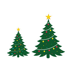 Christmas Green Tree with Ornaments Vector – Holiday Decoration Illustration