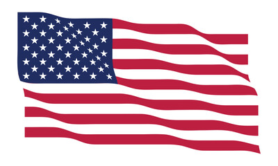 Patriotic USA Flag Flying Vector Illustration with Stars and Stripes